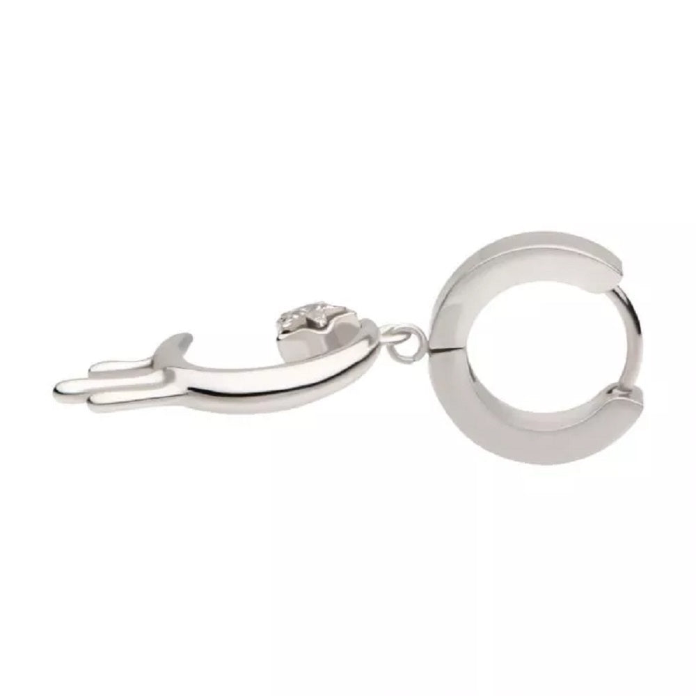 Dripping Crescent Moon with Star Dangling Huggie Hoop Earrings - Pair - 316L Stainless Steel