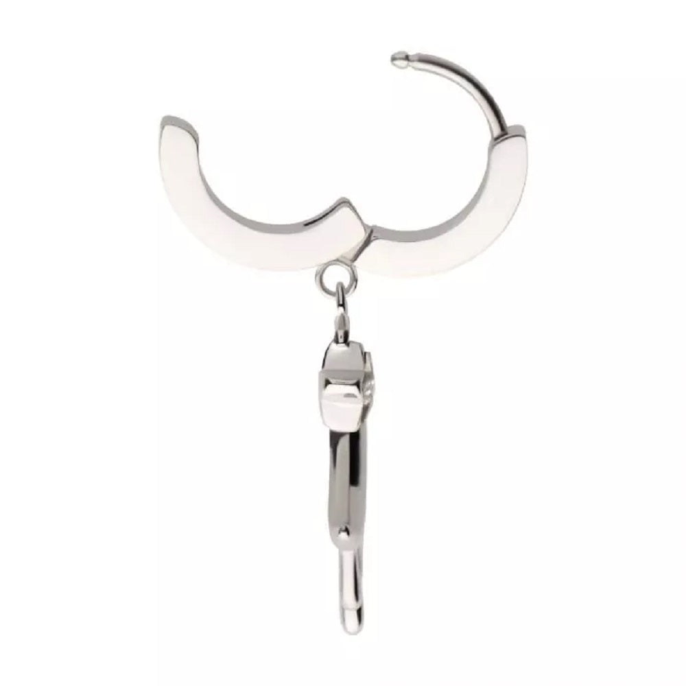 Dripping Crescent Moon with Star Dangling Huggie Hoop Earrings - Pair - 316L Stainless Steel
