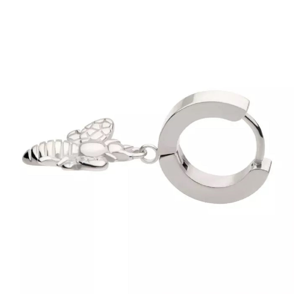 Bee Dangling Huggie Hoop Earrings - Pair - 316L Stainless Steel