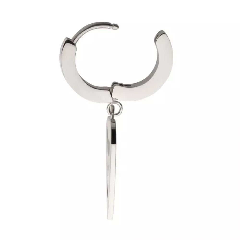 Moon and Star Spirit Board Dangling Huggie Hoop Earrings - Pair - 316L Stainless Steel