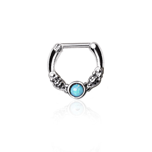 Vintage Opal Septum Clicker Ring - 316L Surgical Steel