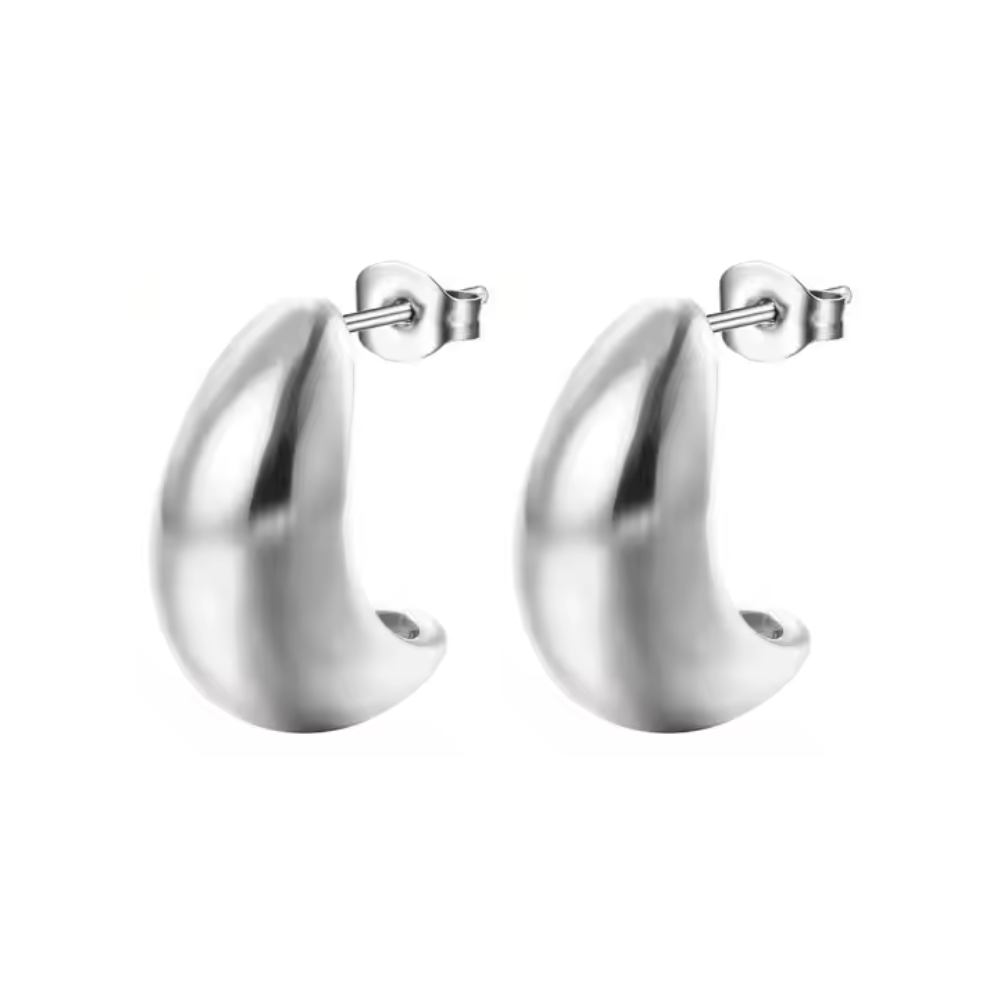 Hollow Teardrop Stud Earrings - Pair - Stainless Steel