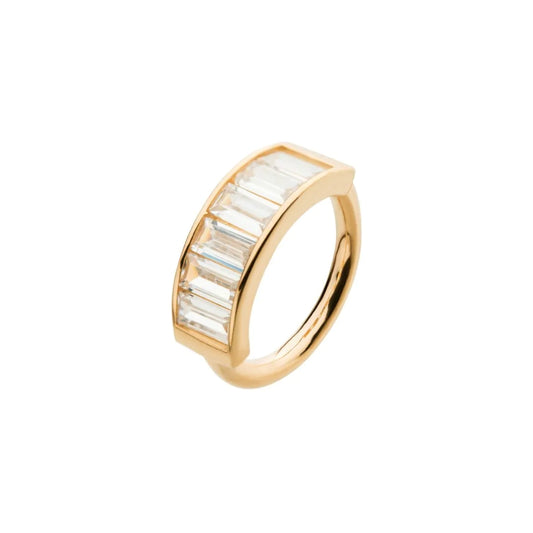 Six Piece CZ Baguette Side Facing Hinged Segment  - 14kt Gold