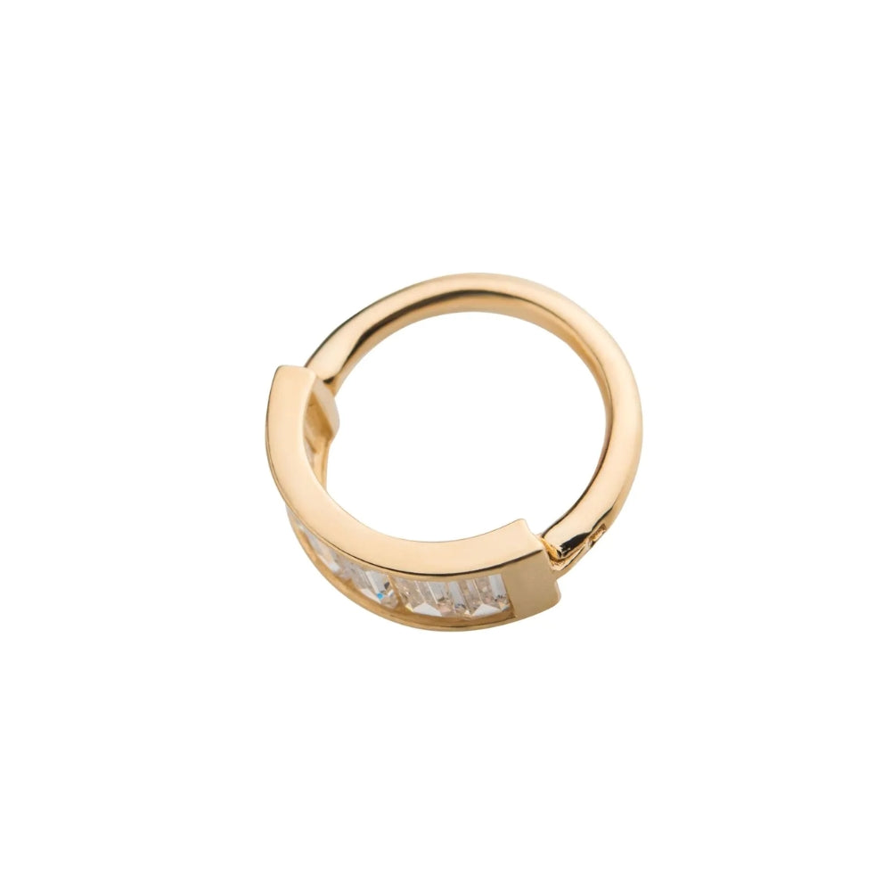 Six Piece CZ Baguette Side Facing Hinged Segment - 14kt Gold