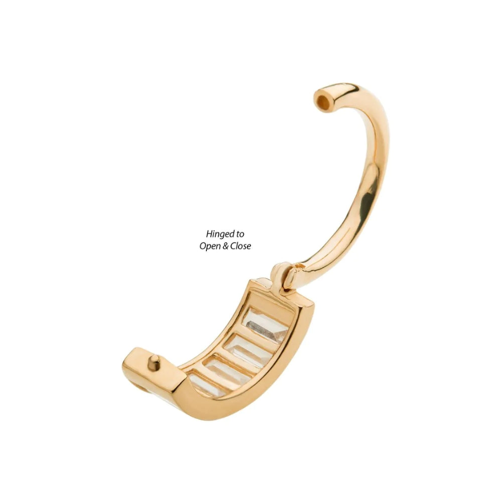 Six Piece CZ Baguette Side Facing Hinged Segment - 14kt Gold