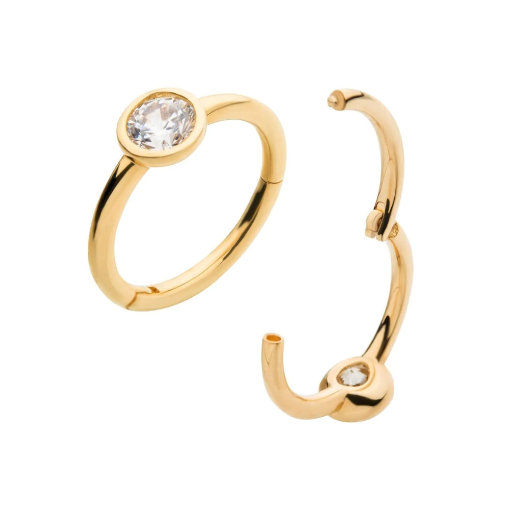 Solo CZ Gem Side Facing Hinged Segment - 14kt Gold