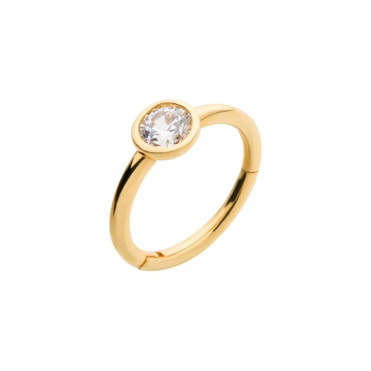 Solo CZ Gem Side Facing Hinged Segment - 14kt Gold