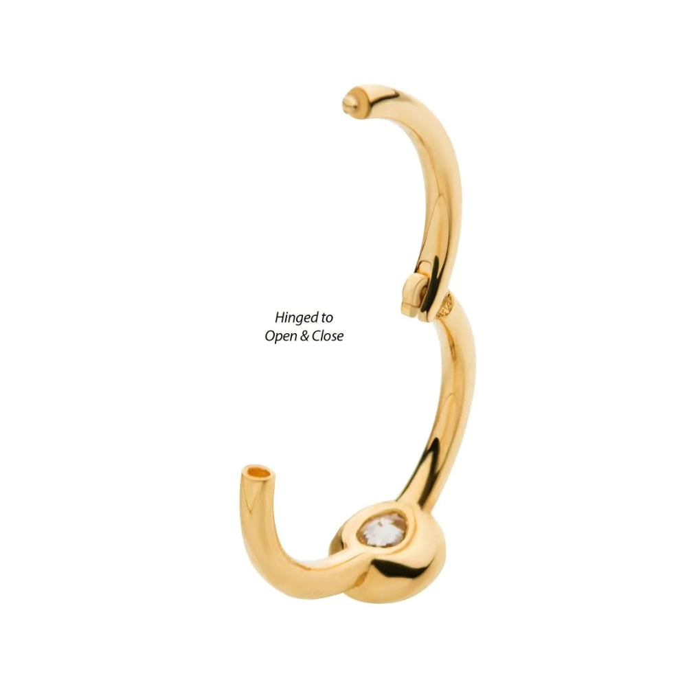 Solo CZ Gem Side Facing Hinged Segment - 14kt Gold