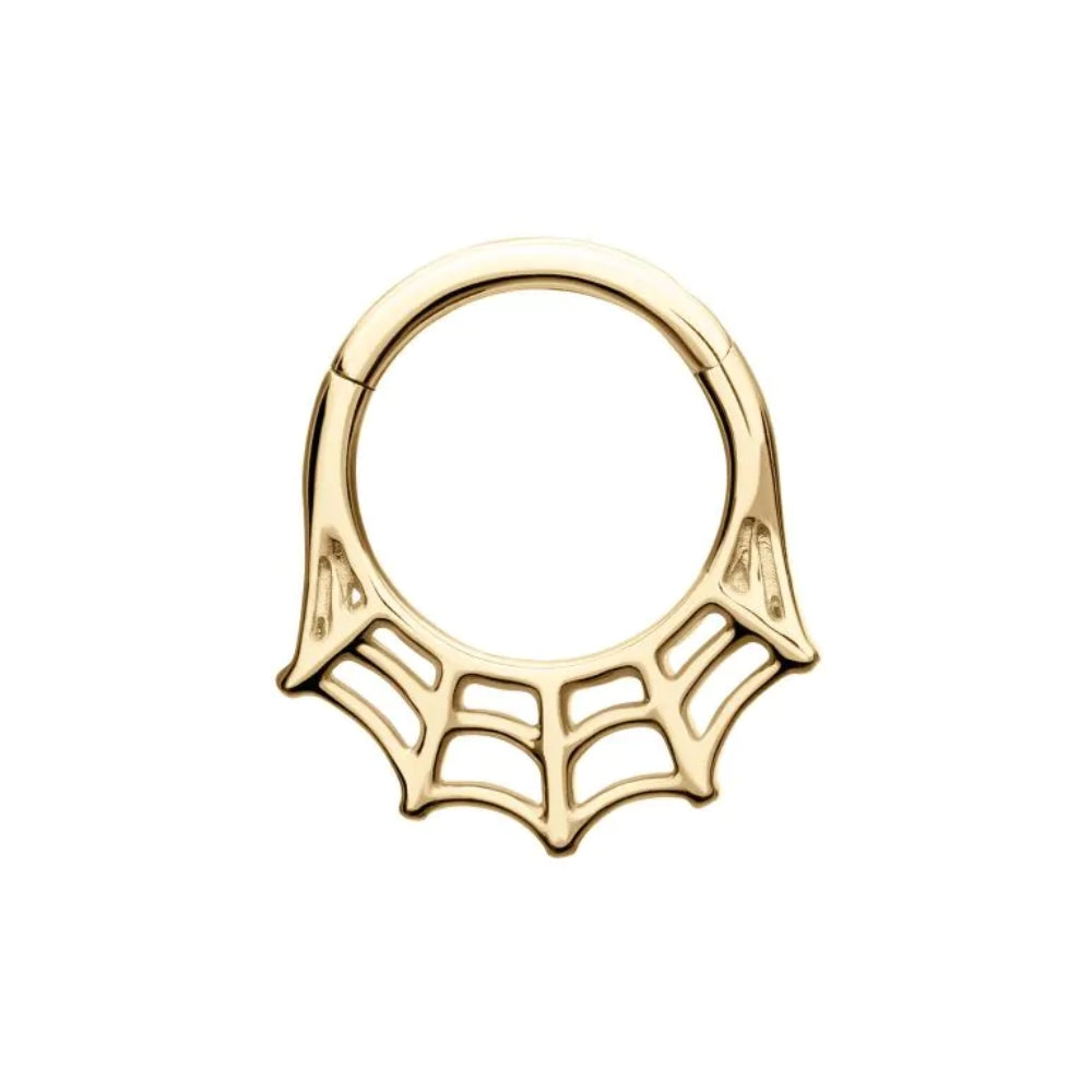 Five Point Spiderweb Front Facing Hinged Segment Clicker - 14kt Gold