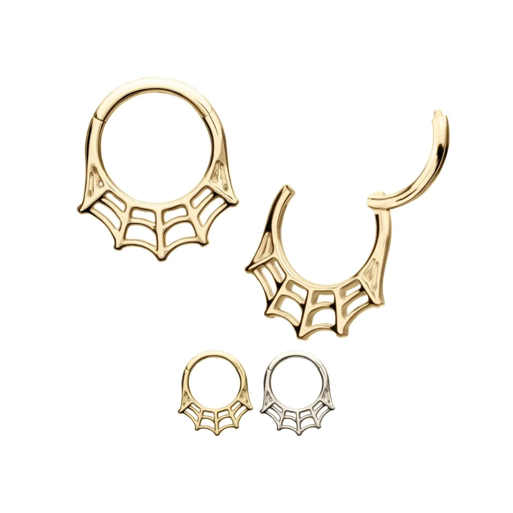 Five Point Spiderweb Front Facing Hinged Segment Clicker - 14kt Gold