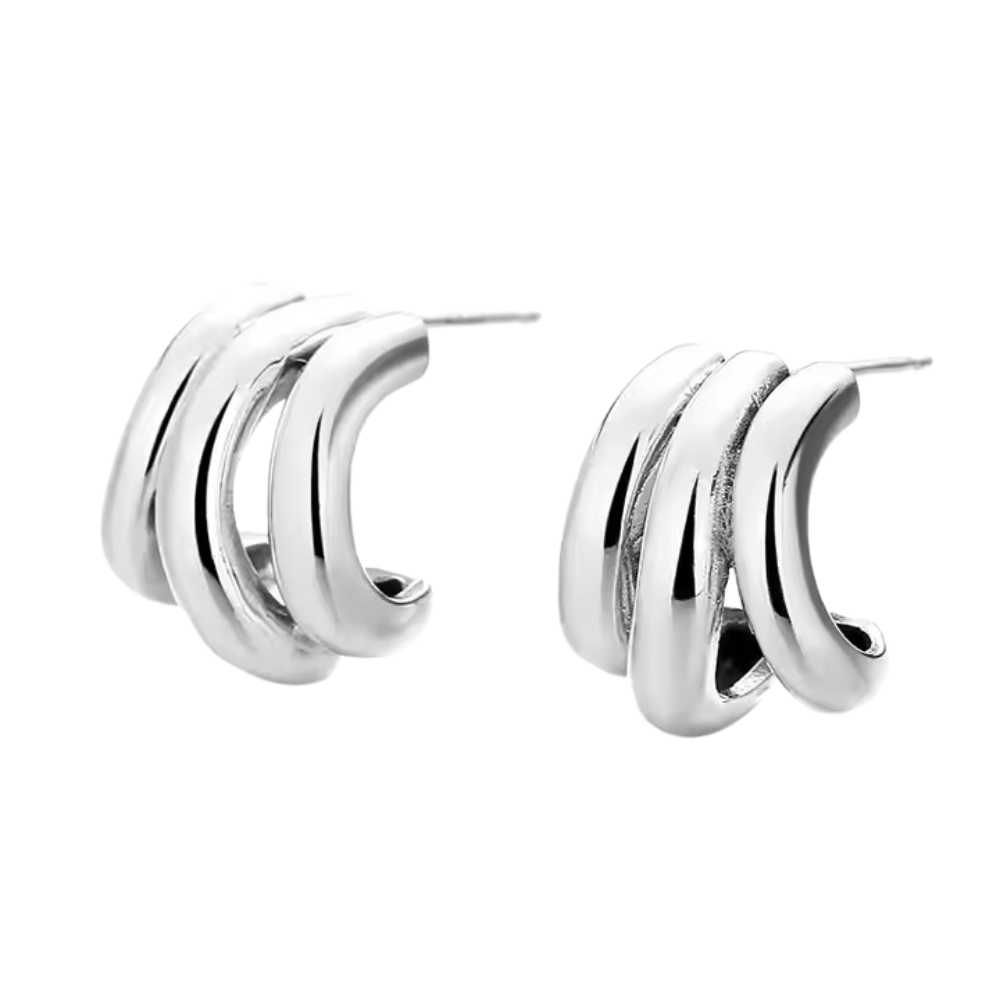Triple Hoop Earrings - Pair - 925 Sterling Silver
