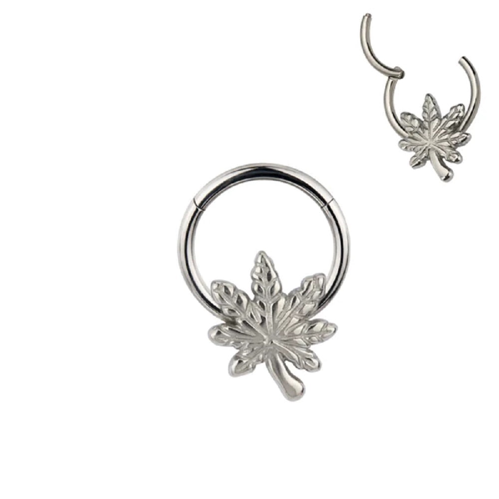 Pot Leaf Hinged Segment Ring - G23 Implant Grade Titanium