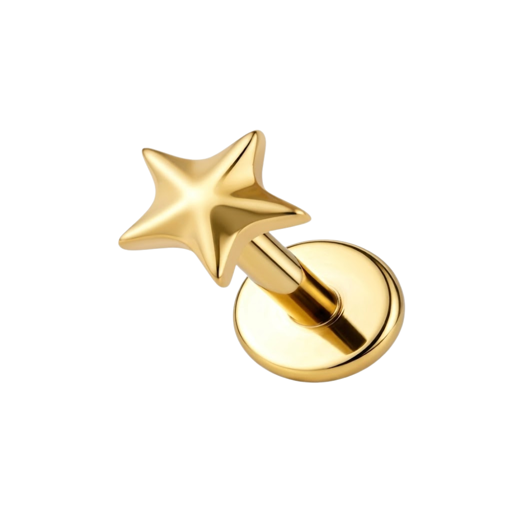 Threadless Push-in Star Flat Back Stud - ASTM F-136 Implant Grade Titanium