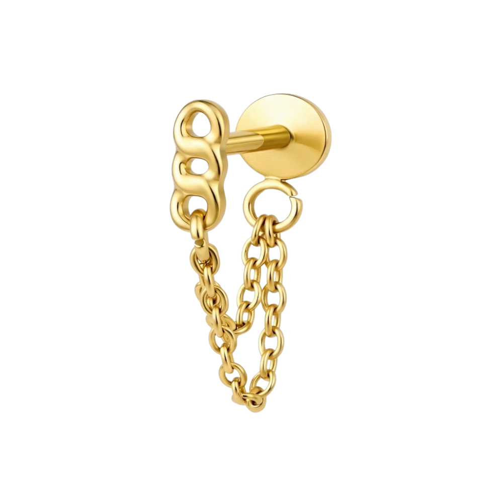 Threadless Connecting Chain Flat Back Stud - ASTM F-136 Implant Grade Titanium