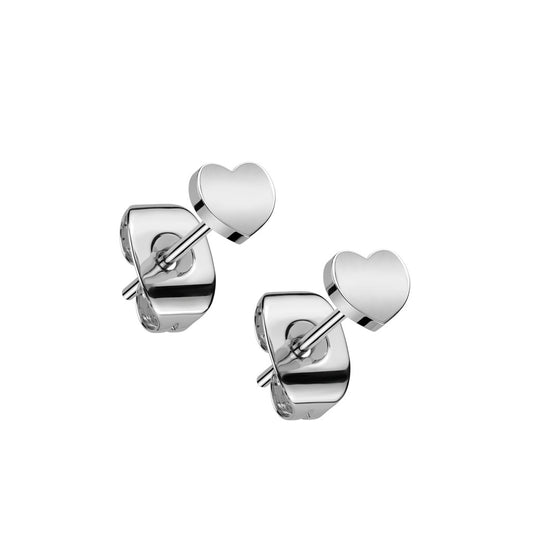 Flat Heart Shaped Top Stud Earrings - F136 Implant Grade Titanium