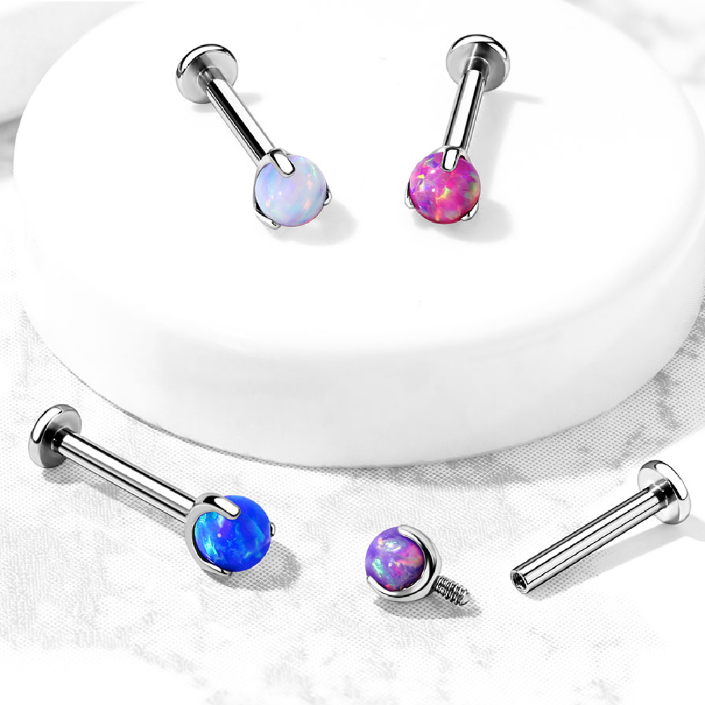 Synthetic Opal Internally Threaded Flat Back Stud - G23 Implant Grade Titanium