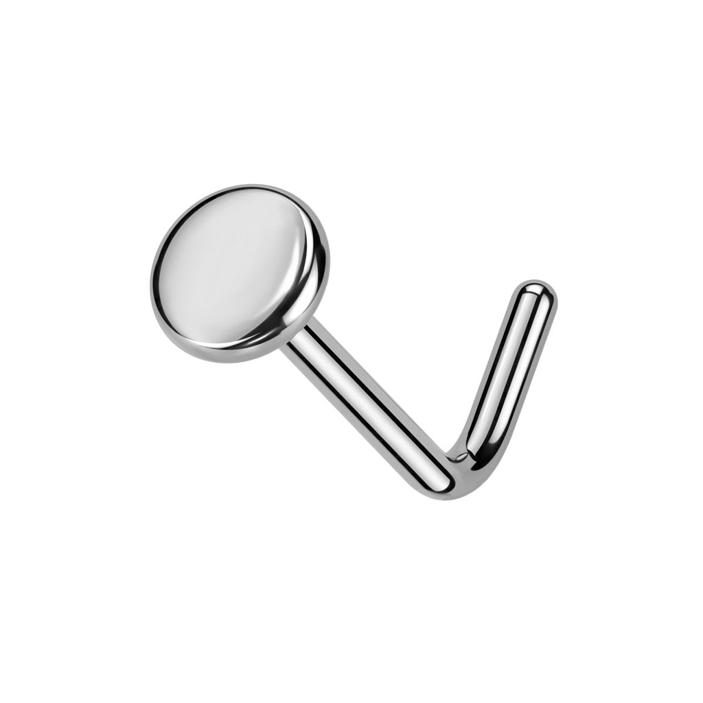 Flat Disc Top L-Bend Nose Stud F136 Implant Grade Titanium