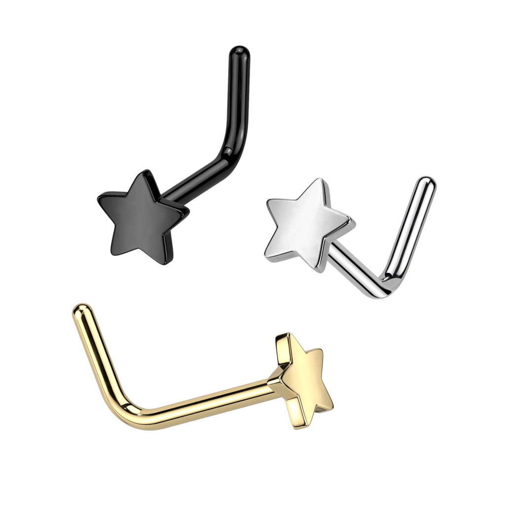 Star Top L-Bend Nose Stud - ASTM F-136 Implant Grade Titanium