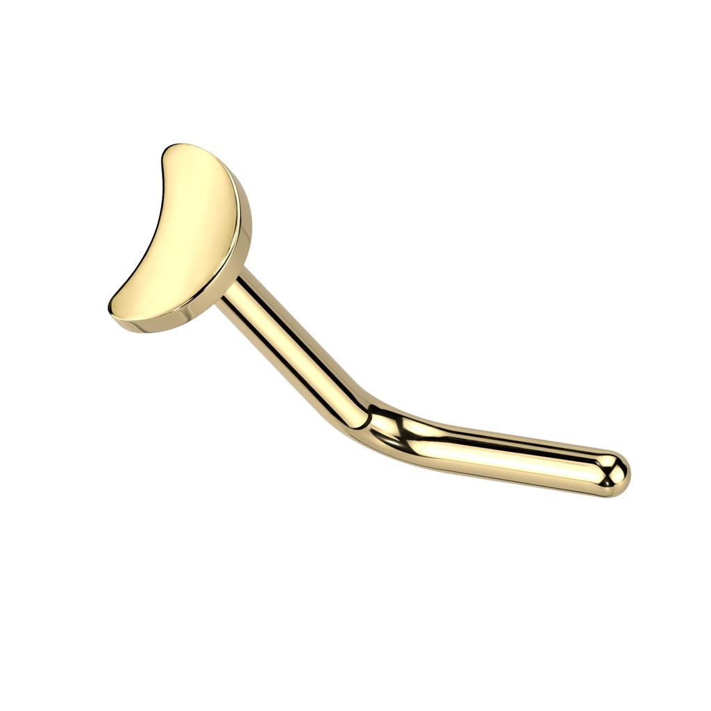 Crescent Moon Top L-Bend Nose Stud - ASTM F-136 Implant Grade Titanium