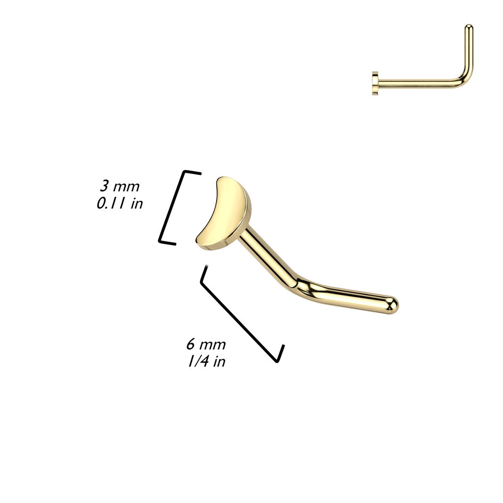 Crescent Moon Top L-Bend Nose Stud - ASTM F-136 Implant Grade Titanium