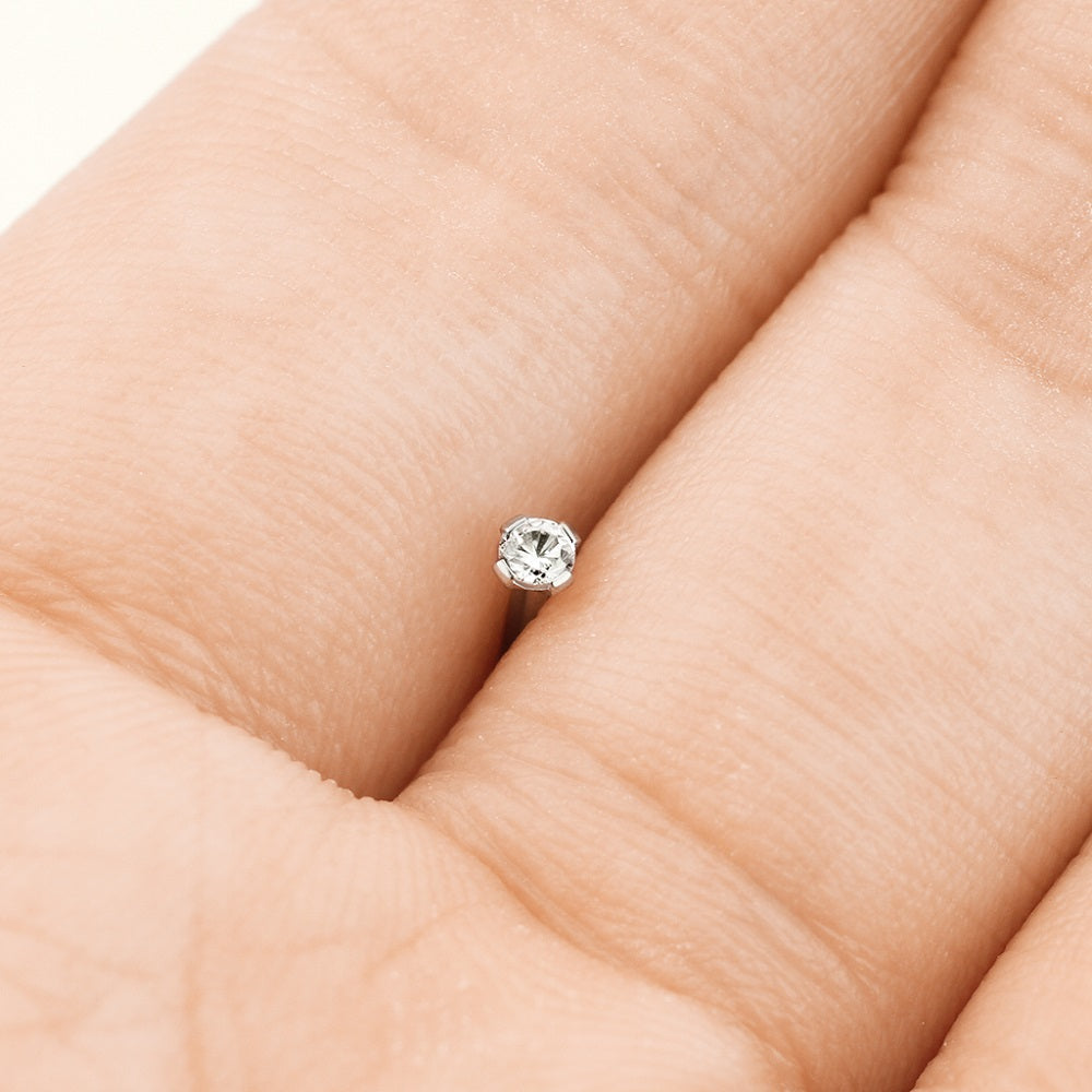 Prong Set CZ Crystal L-Bend Nose Stud - G23 Implant Grade Titanium