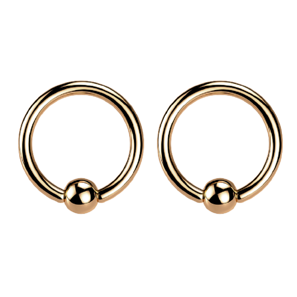 Rose Gold Captive Bead Rings - Pair - PVD Plated G23 Implant Grade Titanium