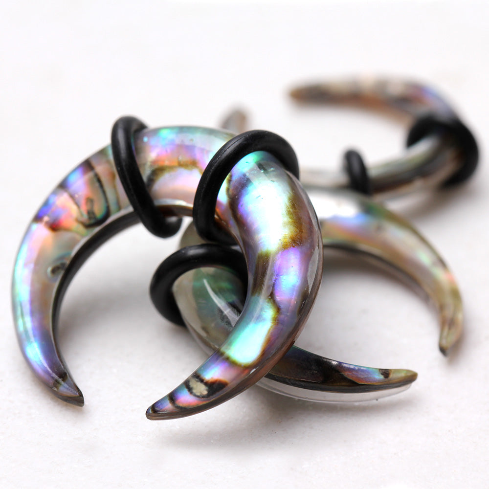 Hand Carved Organic Abalone Shell Pincher Taper Plugs - Pair