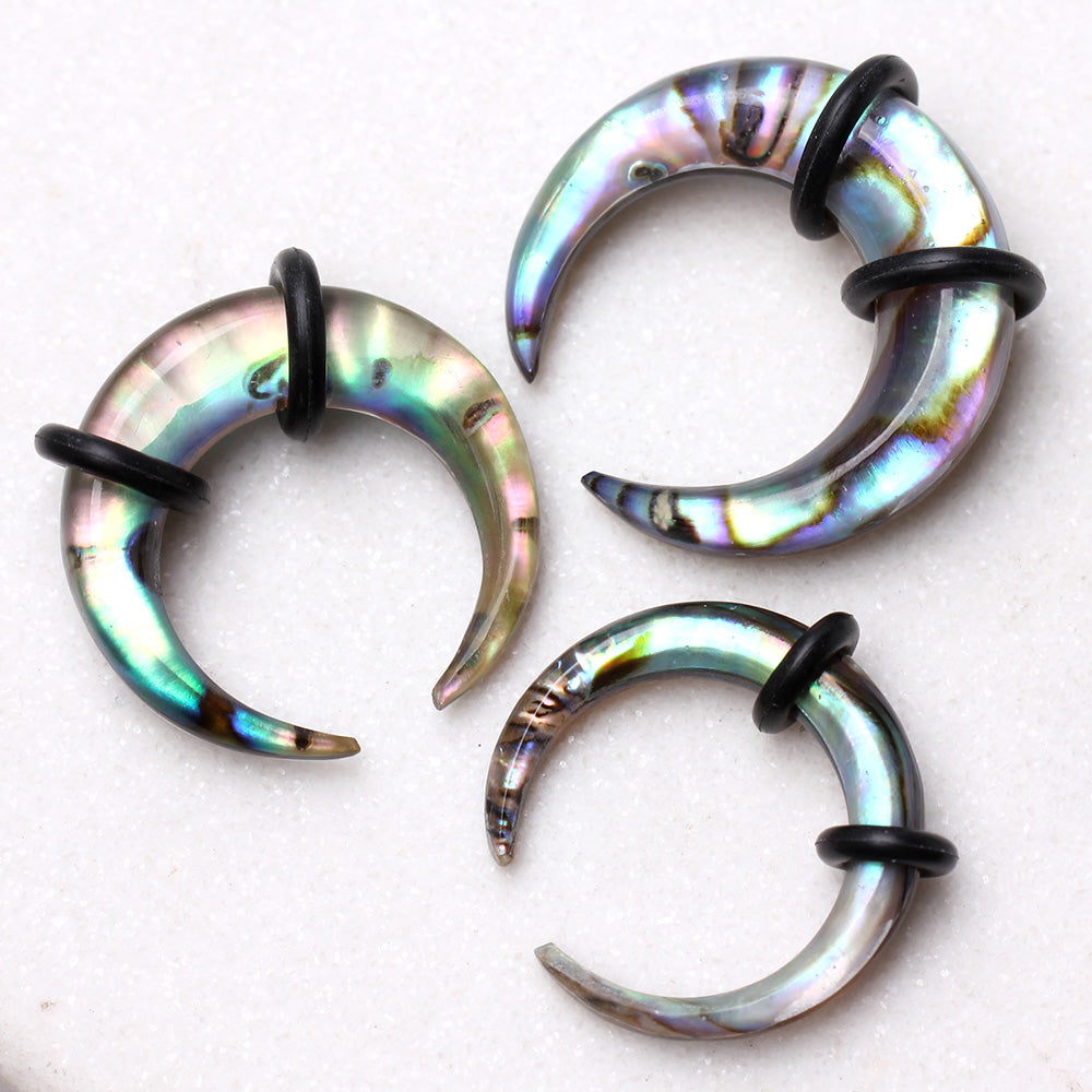 Hand Carved Organic Abalone Shell Pincher Taper Plugs - Pair