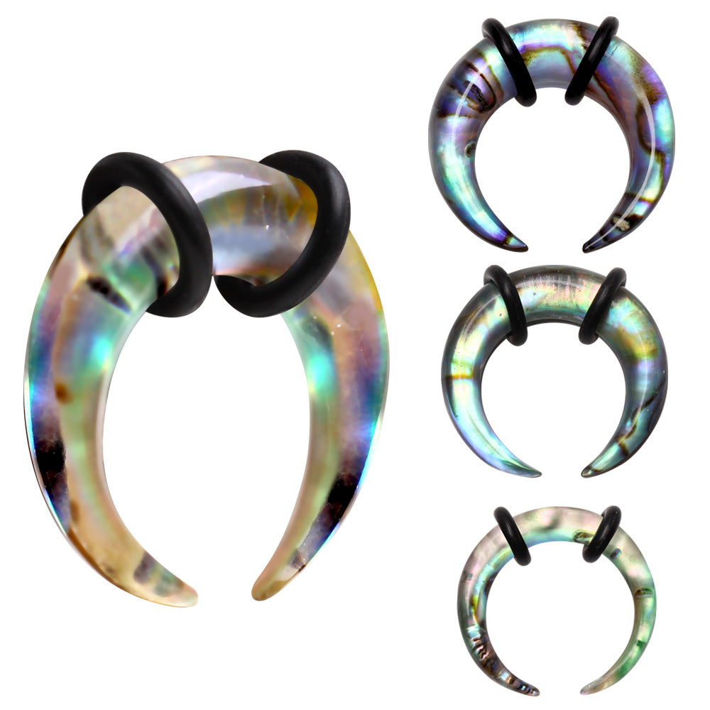 Hand Carved Organic Abalone Shell Pincher Taper Plugs - Pair