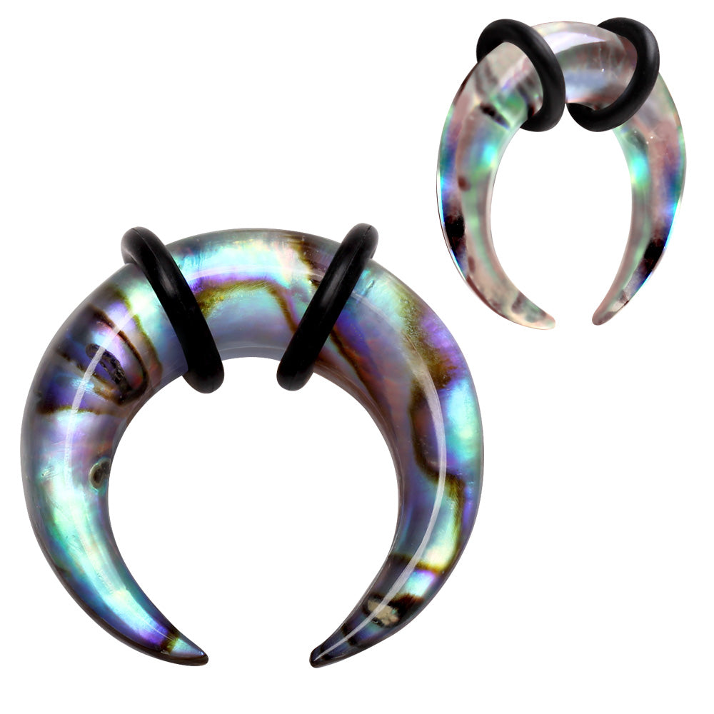 Hand Carved Organic Abalone Shell Pincher Taper Plugs - Pair