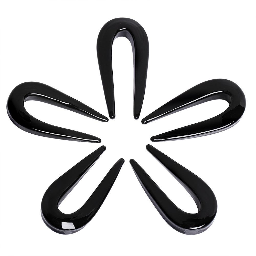 Black Glass U-Shaped Tapers - Pair