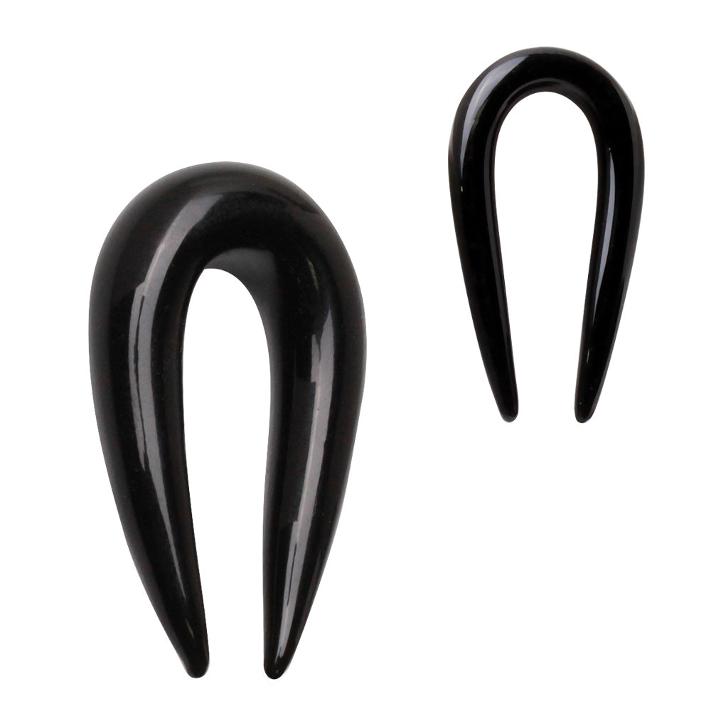 Black Glass U-Shaped Tapers - Pair