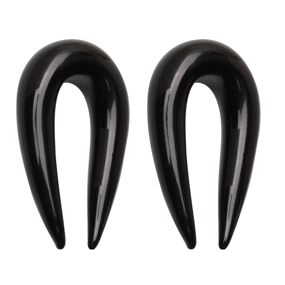 Black Glass U-Shaped Tapers - Pair