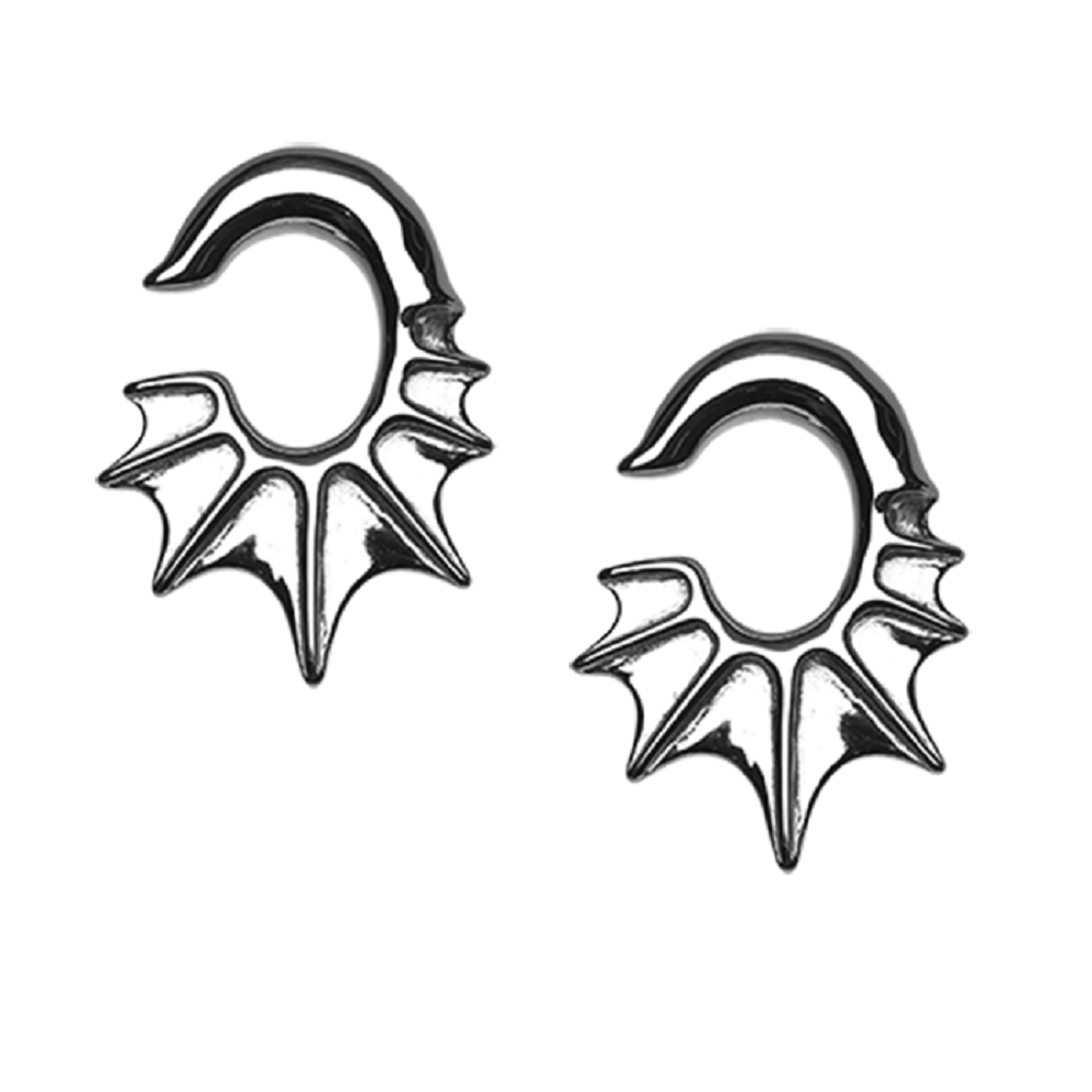 Flying Bat Wing Hanging Taper Plugs - Stainless Steel - Pair