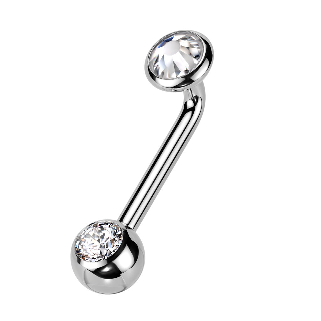 Internally Threaded CZ Crystal VCH Piercing L-Bend Barbell ASTM