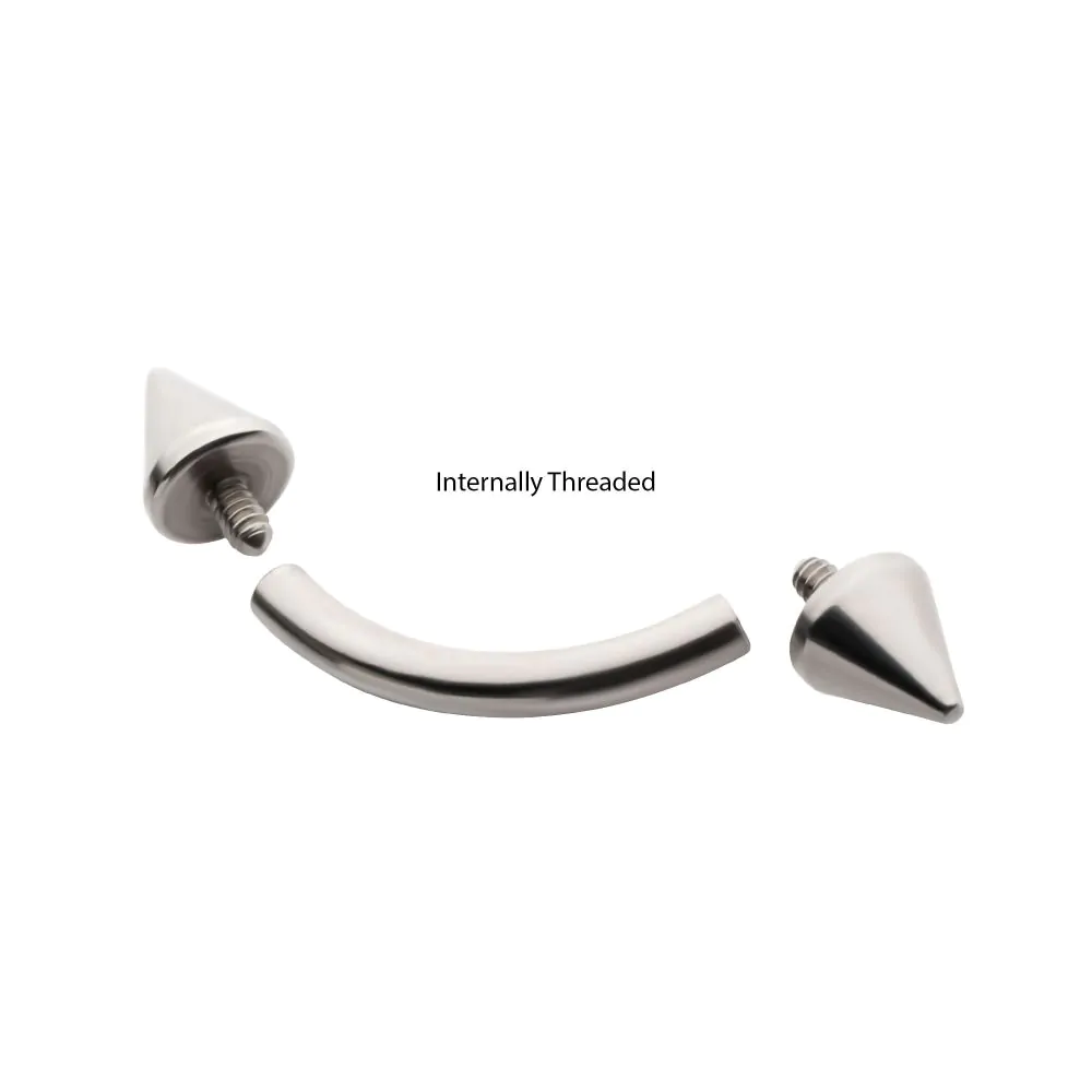 Internally Threaded Spike Ends Curved Eyebrow Barbell - ASTM F-136 Implant Grade Titanium