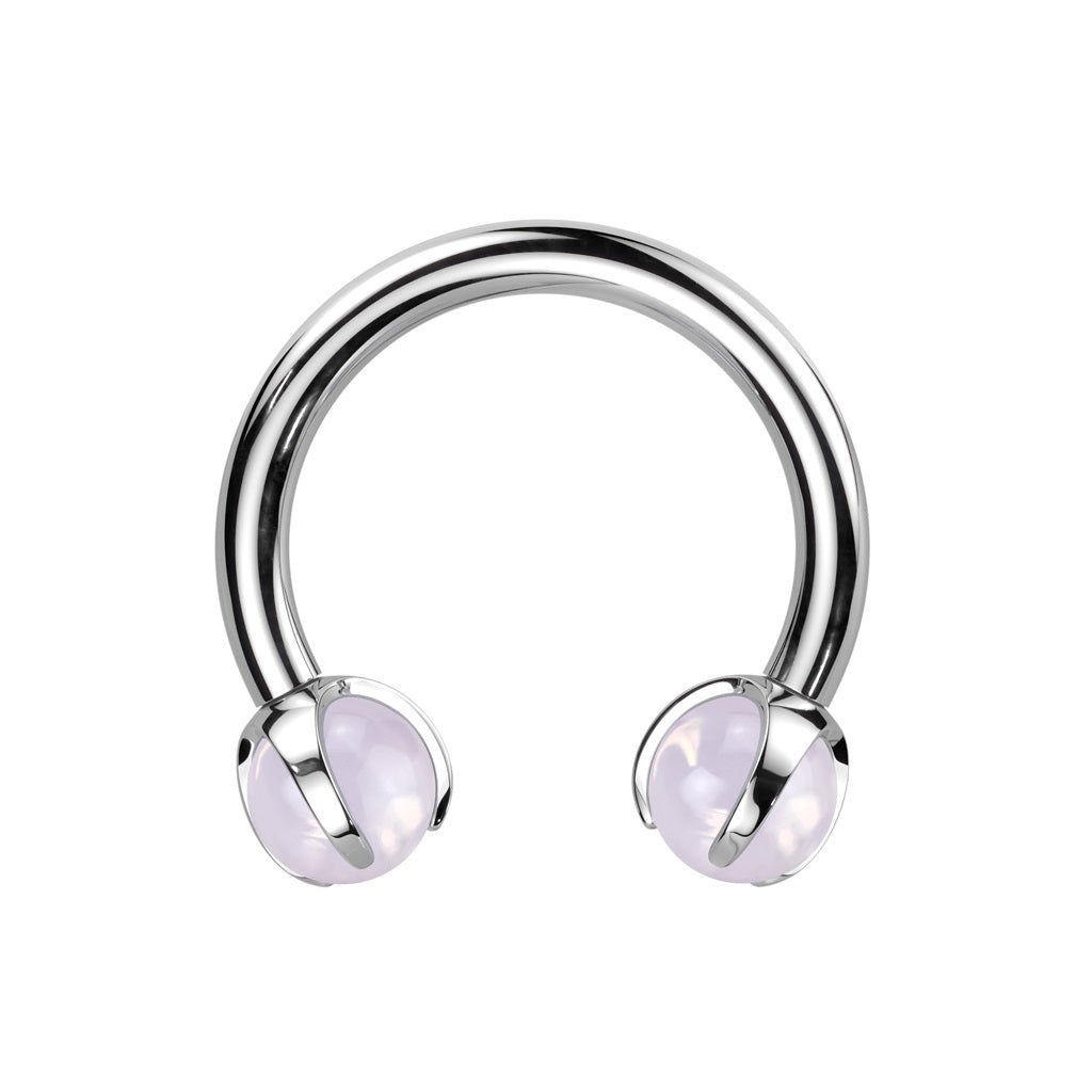 Internally Threaded Claw Set Natural Stone Ends Horseshoe Circular Barbell - ASTM F-136 Implant Grade Titanium