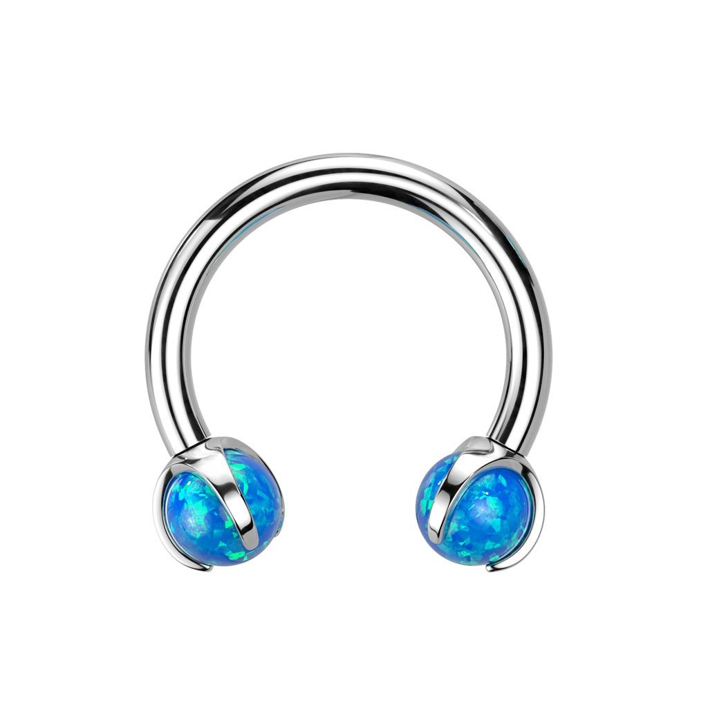 Internally Threaded Claw Set Synthetic Opal Ball Ends Horseshoe Circular Barbell - F136 Implant Grade Titanium