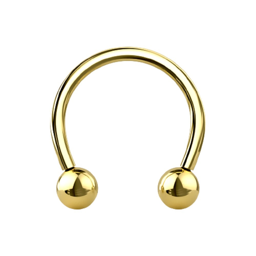 PVD Plated Internally Threaded Ball Ends Circular Horseshoe Barbell - G23 Implant Grade Titanium