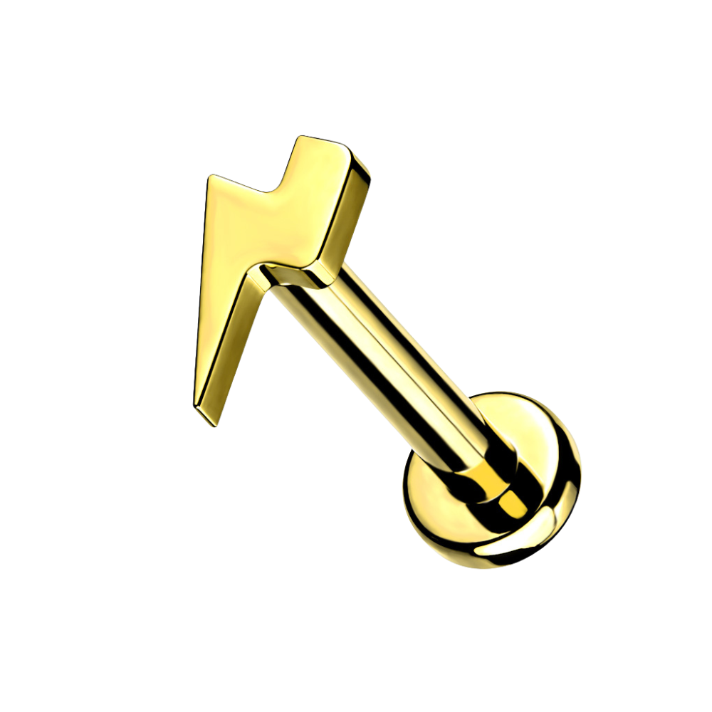Lightening Bolt Top Internally Threaded Flat Back Stud - ASTM F136 Implant Grade Titanium