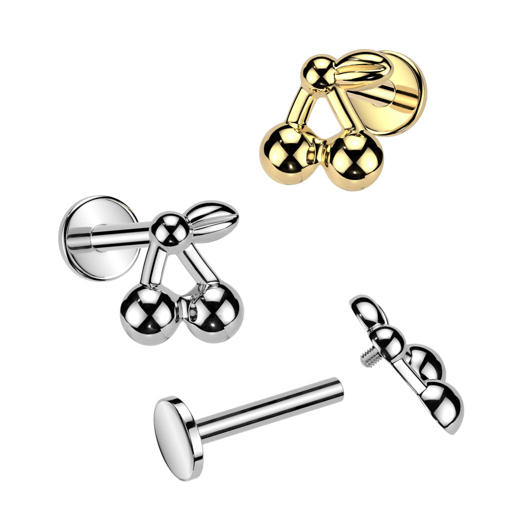 Internally Threaded Cherry Top Flat Back Stud - ASTM F-136 Implant Grade Titanium