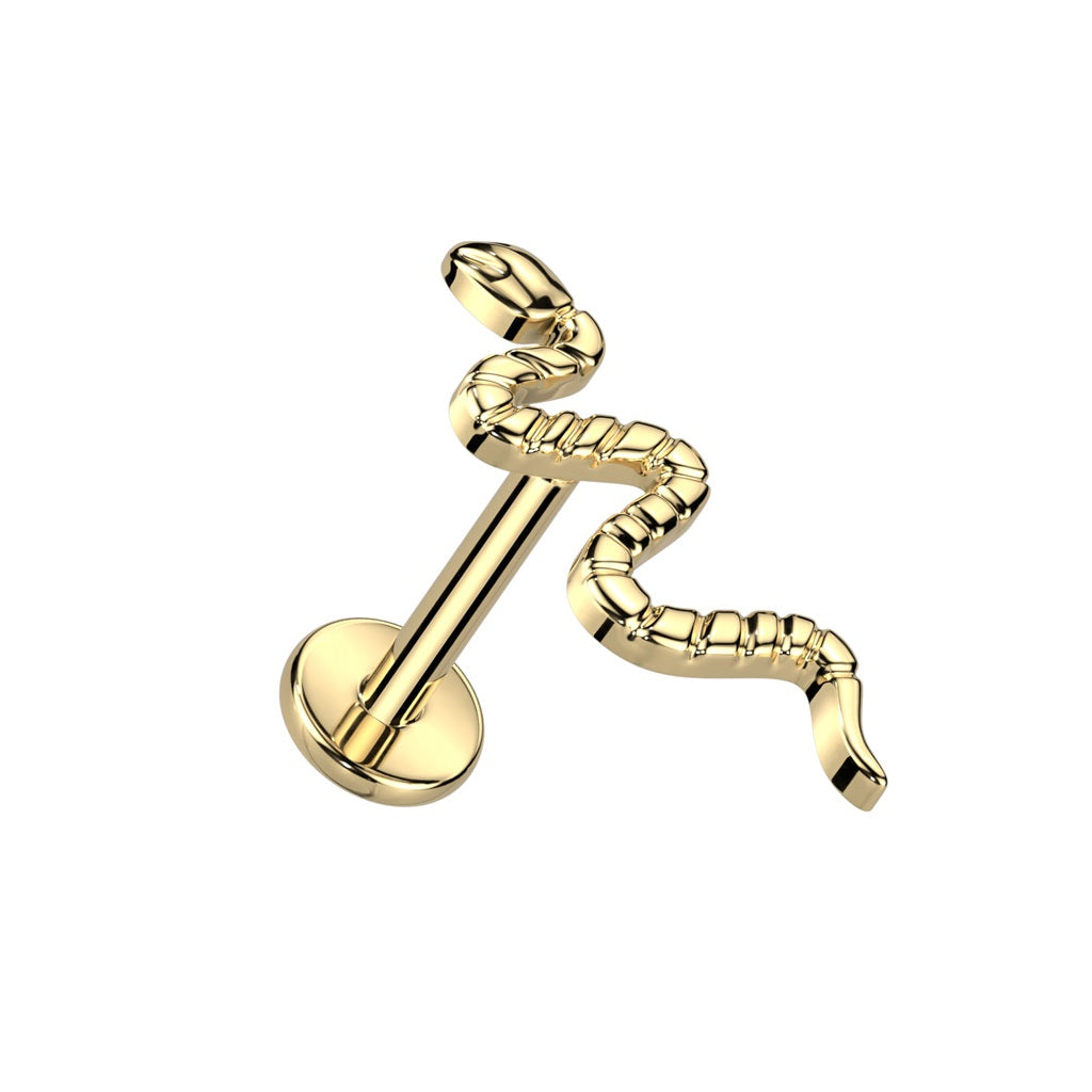 Internally Threaded Snake Top Flat Back Stud - F136 Implant Grade Titanium