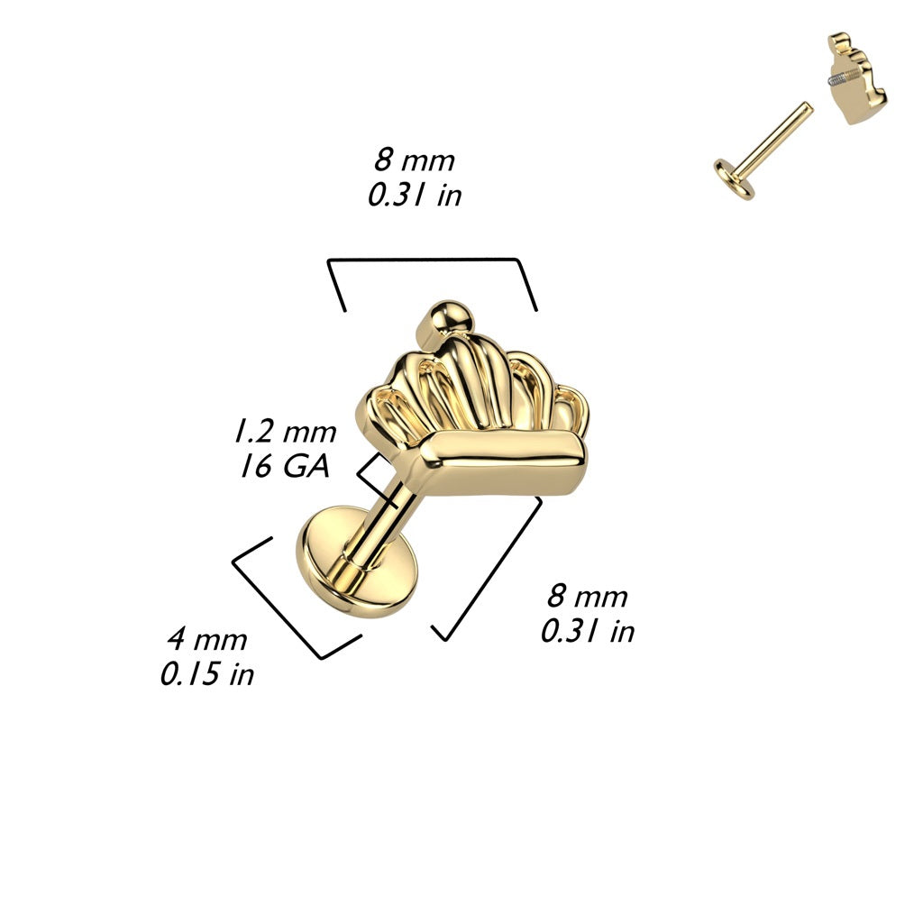 Internally Threaded Crown Top Flat Back Stud - F136 Implant Grade Titanium