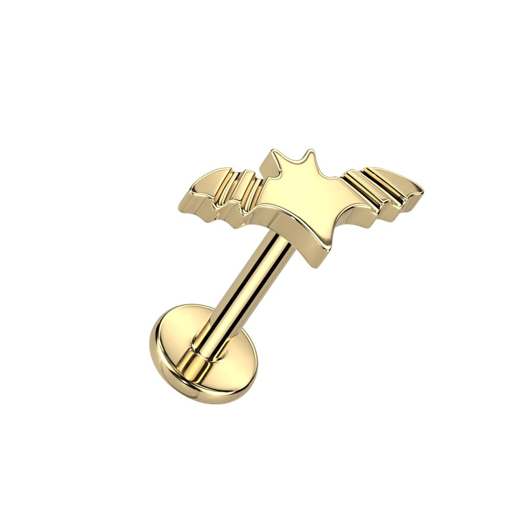 Internally Threaded Bat Top Flat Back Stud - F136 Implant Grade Titanium