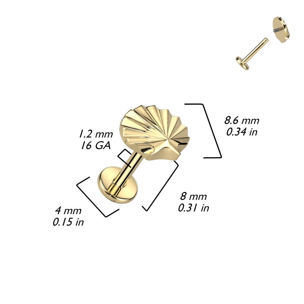 Internally Threaded Shell Top Flat Back Stud - F136 Implant Grade Titanium