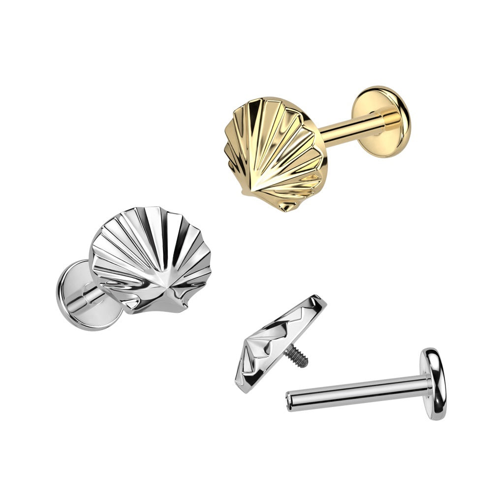 Internally Threaded Shell Top Flat Back Stud - F136 Implant Grade Titanium