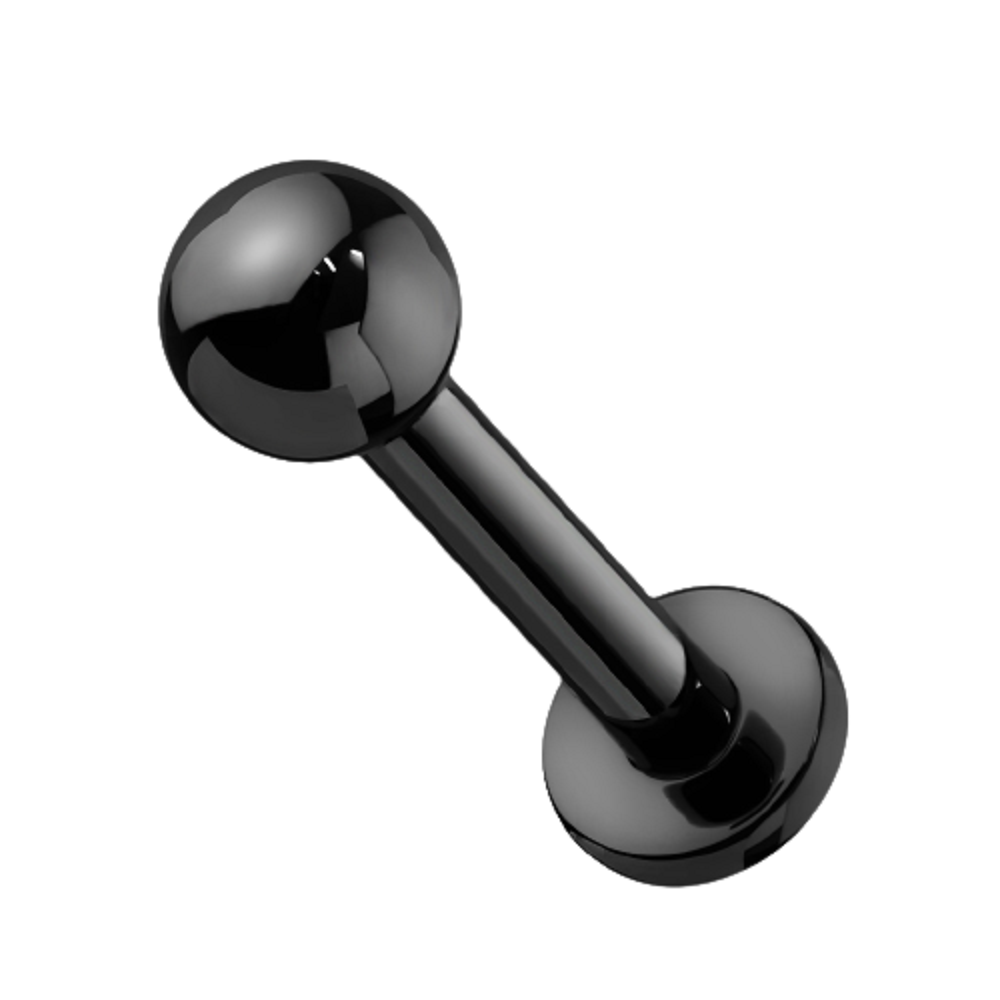 Internally Threaded Ball Top Flat Back Labret Stud - PVD Plated G23 Implant Grade Titanium