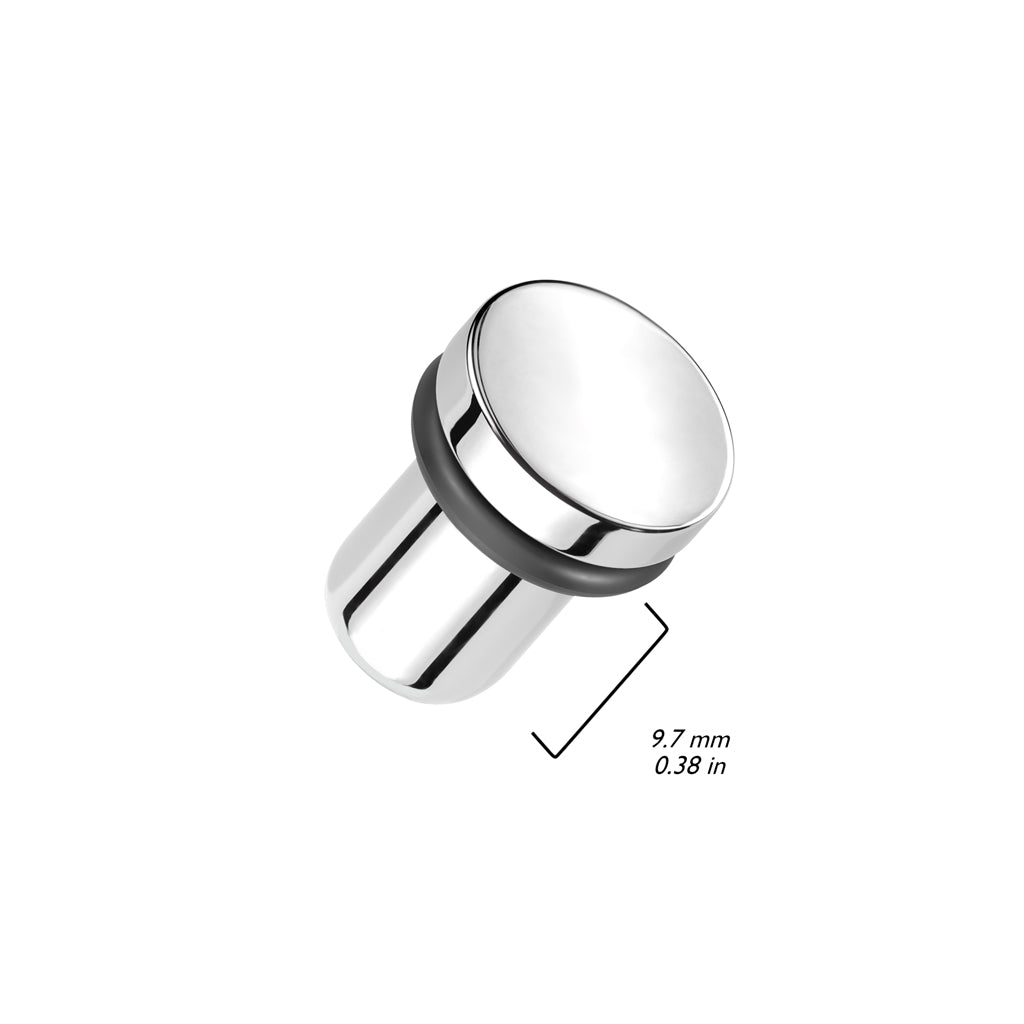Mirror Polished Single Flare Plugs with Black O-Rings - Pair - F-136 Implant Grade Titanium
