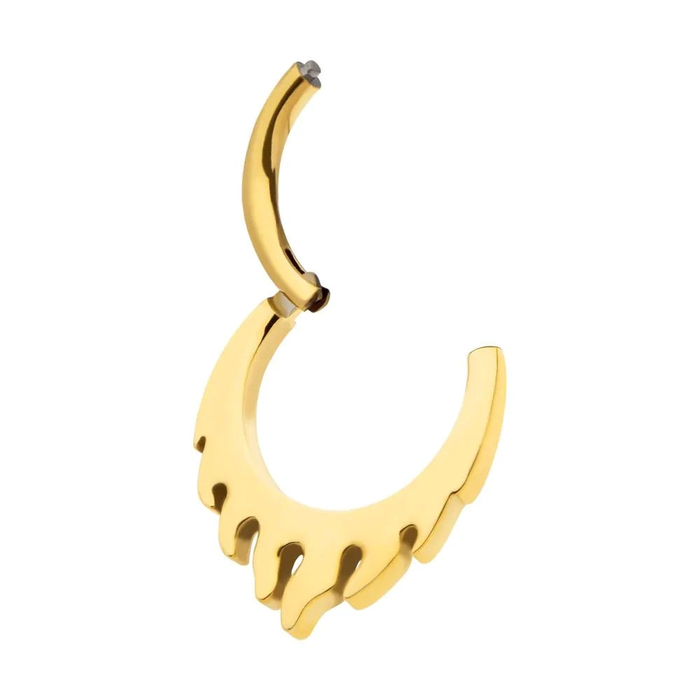Flame Front Hinged Segment Clicker Ring - 24KT Gold PVD ASTM F-136 Implant Grade Titanium