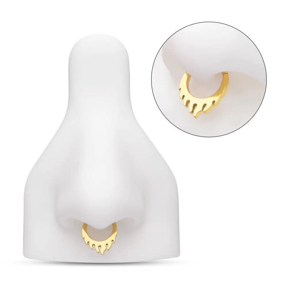 Flame Front Hinged Segment Clicker Ring - 24KT Gold PVD ASTM F-136 Implant Grade Titanium